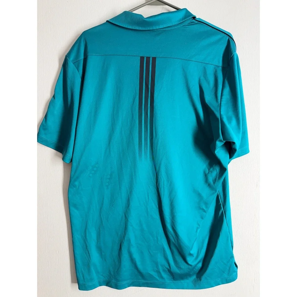 Adidas Golf Polo Shirt Mens Large Teal Blue Short Sleeve Performance Activewear